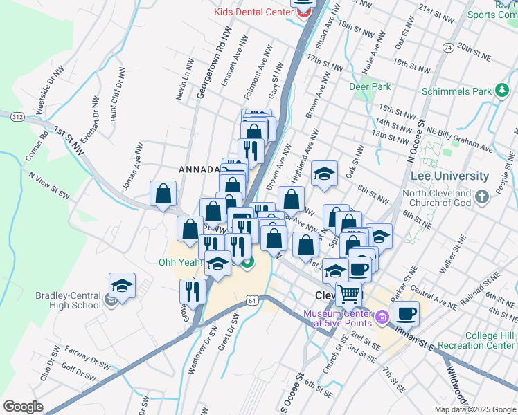 map of restaurants, bars, coffee shops, grocery stores, and more near 110 Keith Street Northwest in Cleveland