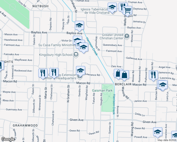 map of restaurants, bars, coffee shops, grocery stores, and more near 1207 Wright Road in Memphis