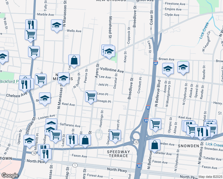 map of restaurants, bars, coffee shops, grocery stores, and more near 957 Jehl Place in Memphis