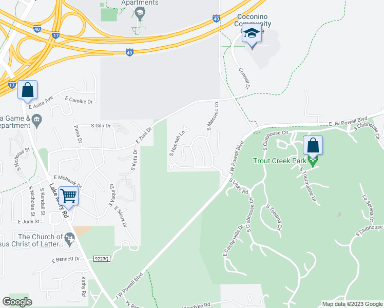 map of restaurants, bars, coffee shops, grocery stores, and more near 3209 South Sonoma Street in Flagstaff