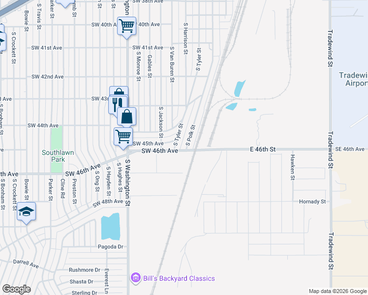 map of restaurants, bars, coffee shops, grocery stores, and more near 4361 South Tyler Street in Amarillo