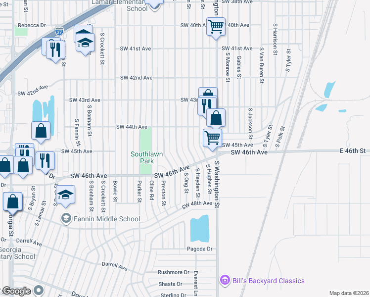 map of restaurants, bars, coffee shops, grocery stores, and more near 4410 South Hayden Street in Amarillo