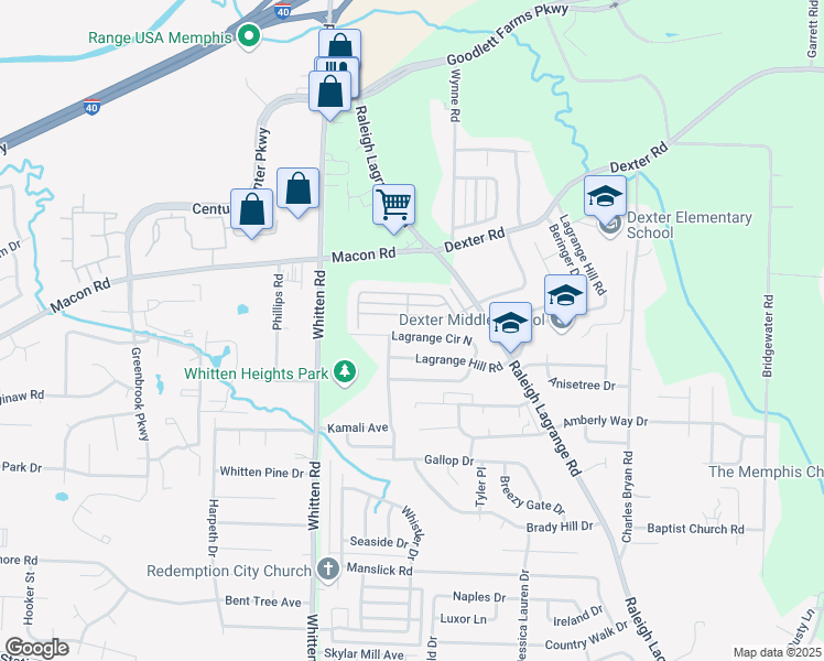map of restaurants, bars, coffee shops, grocery stores, and more near 6884 Lagrange Circle North in Shelby County