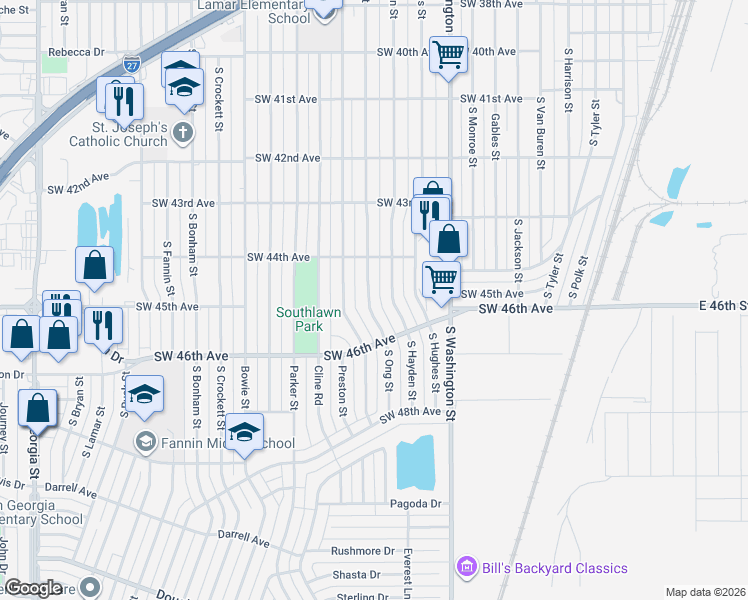 map of restaurants, bars, coffee shops, grocery stores, and more near 4410 South Hayden Street in Amarillo