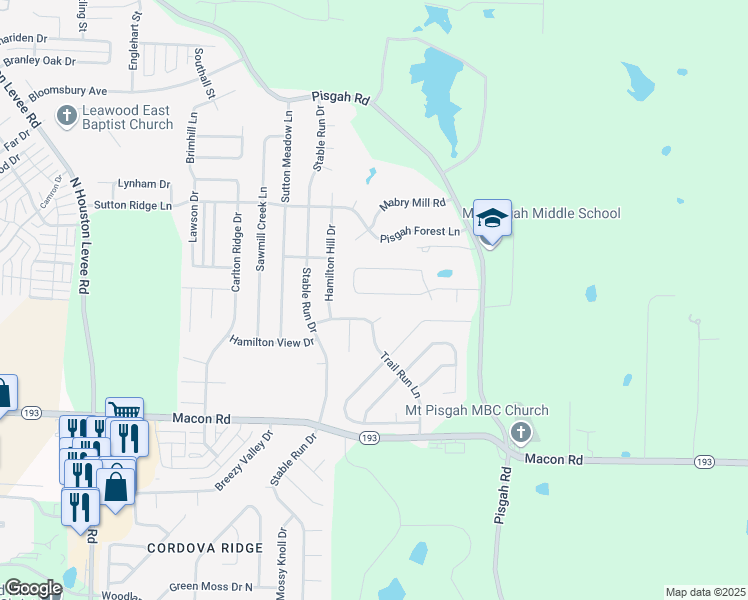 map of restaurants, bars, coffee shops, grocery stores, and more near 10415 Redmond Drive in Shelby