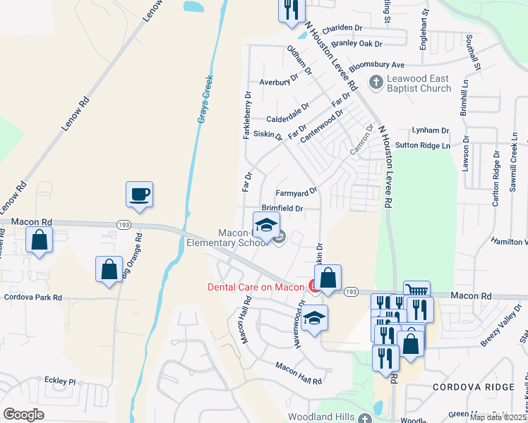 map of restaurants, bars, coffee shops, grocery stores, and more near 1437 Albon Cove in Shelby County