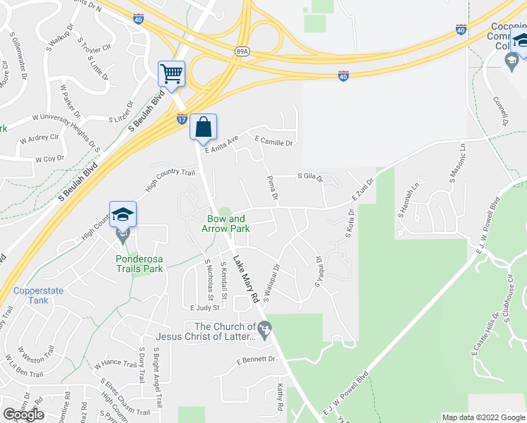 map of restaurants, bars, coffee shops, grocery stores, and more near 328 East Zuni Drive in Flagstaff