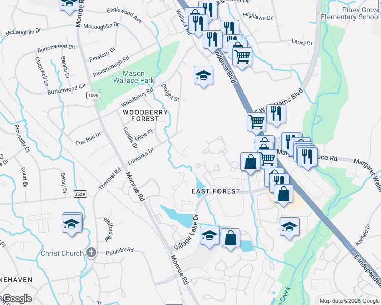 map of restaurants, bars, coffee shops, grocery stores, and more near in Charlotte