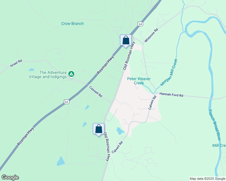 map of restaurants, bars, coffee shops, grocery stores, and more near 466 Old Rosman Highway in Brevard