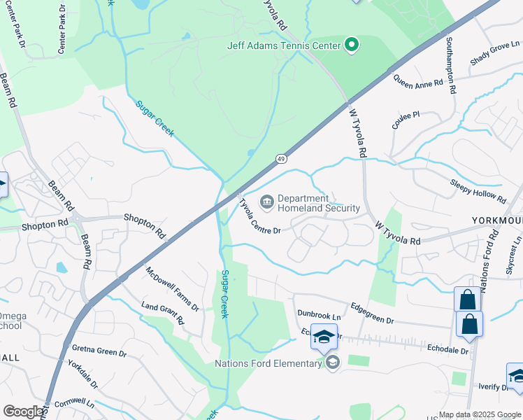 map of restaurants, bars, coffee shops, grocery stores, and more near 6130 Tyvola Centre Drive in Charlotte