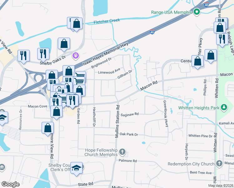 map of restaurants, bars, coffee shops, grocery stores, and more near 6393 Cheekwood Avenue in Memphis