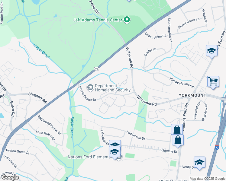 map of restaurants, bars, coffee shops, grocery stores, and more near 707 Sycamore Centre Drive in Charlotte