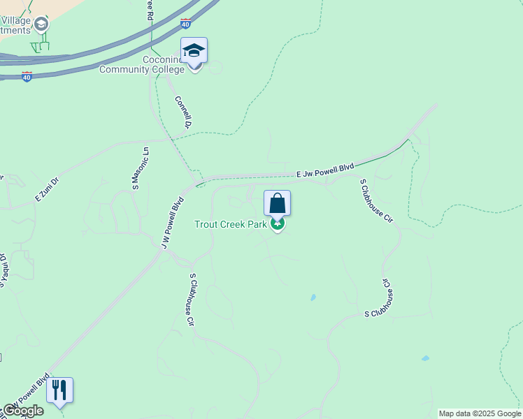 map of restaurants, bars, coffee shops, grocery stores, and more near 1711 Singletree Court in Flagstaff