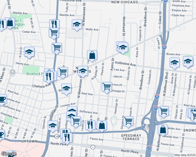 map of restaurants, bars, coffee shops, grocery stores, and more near 873 North Dunlap Street in Memphis