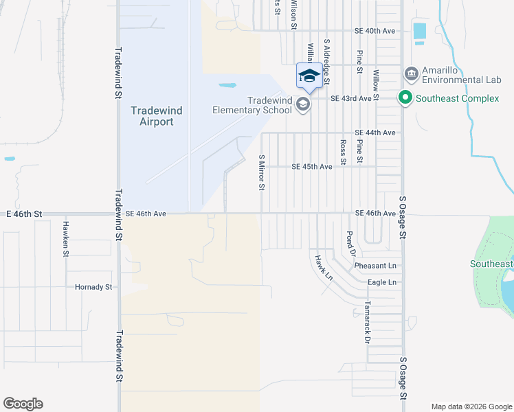 map of restaurants, bars, coffee shops, grocery stores, and more near 4540 South Mirror Street in Amarillo