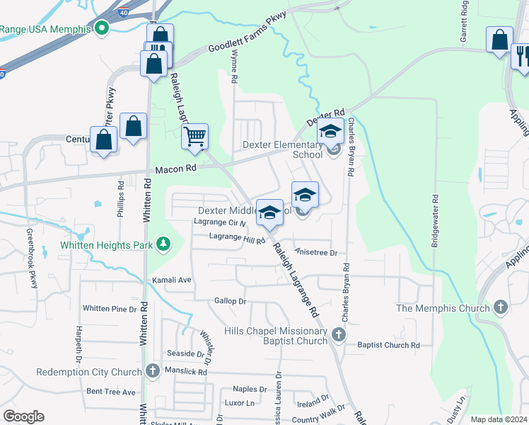 map of restaurants, bars, coffee shops, grocery stores, and more near 6999 South Beringer Drive in Shelby County