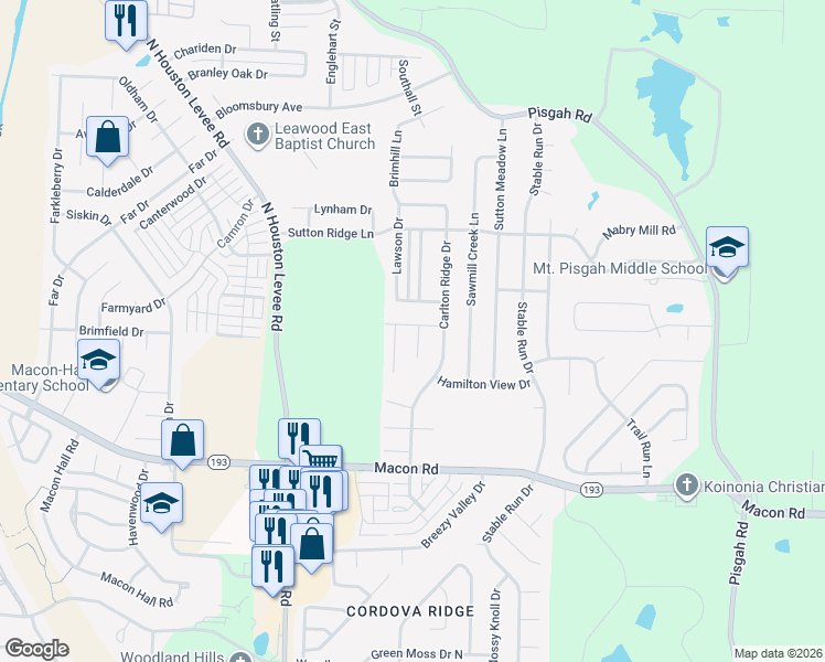 map of restaurants, bars, coffee shops, grocery stores, and more near 1435 Radley Cove in Shelby County