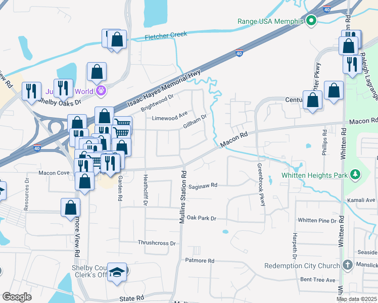 map of restaurants, bars, coffee shops, grocery stores, and more near 6393 Cheekwood Avenue in Memphis