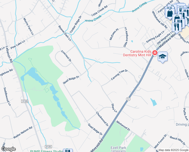 map of restaurants, bars, coffee shops, grocery stores, and more near 4800 Shea Lane in Mint Hill