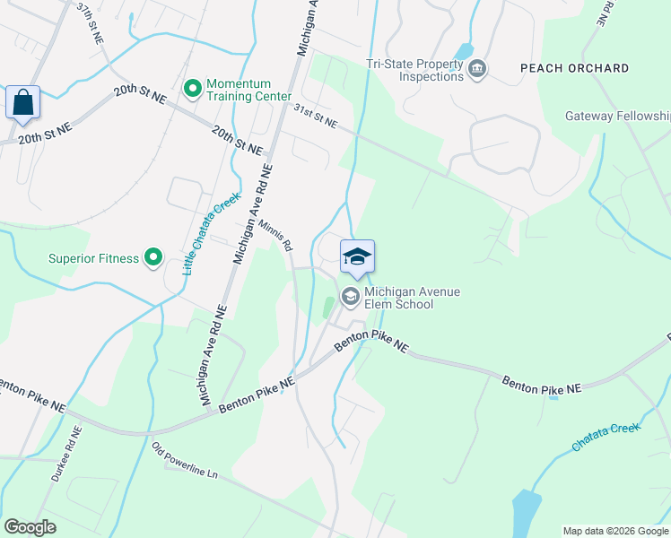 map of restaurants, bars, coffee shops, grocery stores, and more near 3050 Pin Oaks Circle Northeast in Cleveland