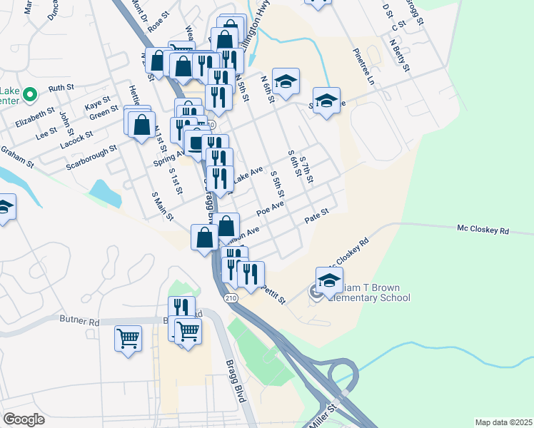 map of restaurants, bars, coffee shops, grocery stores, and more near 300 S 4th St in Spring Lake