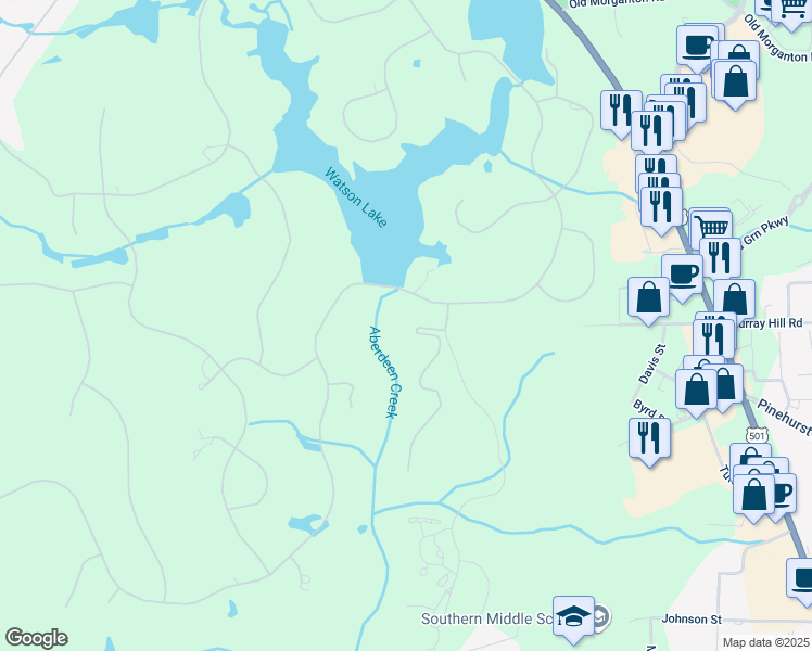 map of restaurants, bars, coffee shops, grocery stores, and more near 4 Royal Dornoch Lane in Pinehurst