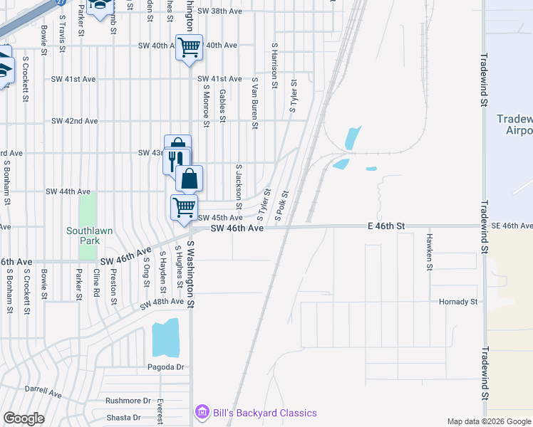 map of restaurants, bars, coffee shops, grocery stores, and more near 4361 S Tyler St in Amarillo