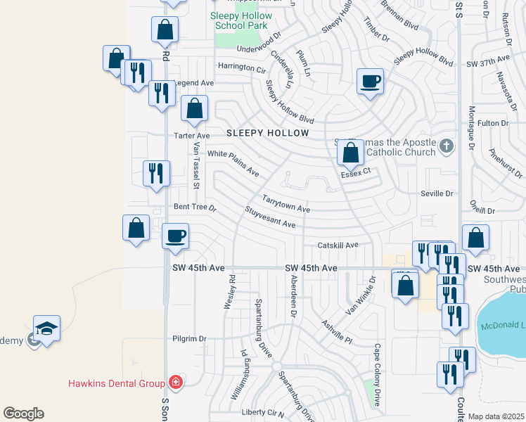 map of restaurants, bars, coffee shops, grocery stores, and more near 7720 Stuyvesant Avenue in Amarillo