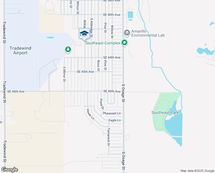 map of restaurants, bars, coffee shops, grocery stores, and more near 4523 Pine St in Amarillo