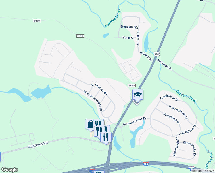 map of restaurants, bars, coffee shops, grocery stores, and more near 225 Nandina Court in Fayetteville