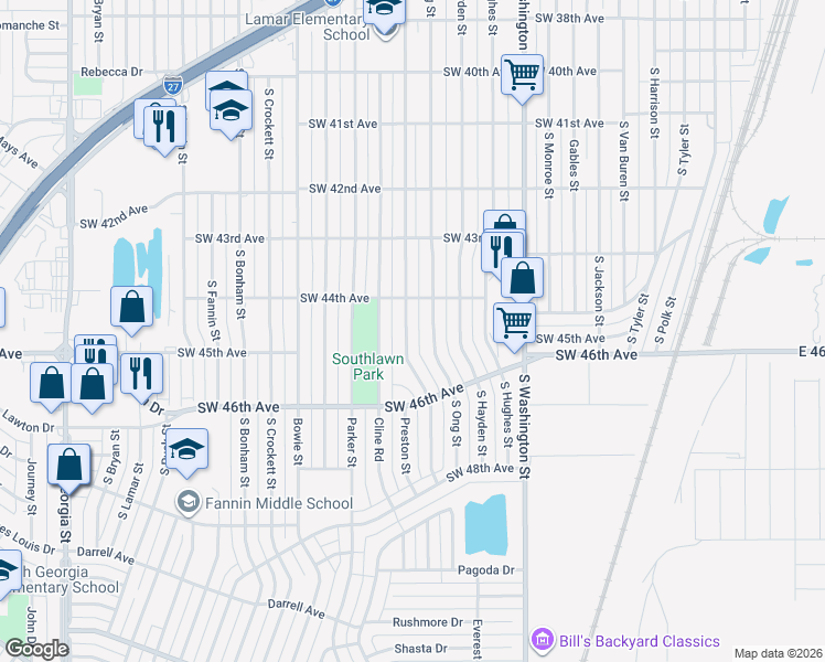 map of restaurants, bars, coffee shops, grocery stores, and more near 4411 South Lipscomb Street in Amarillo