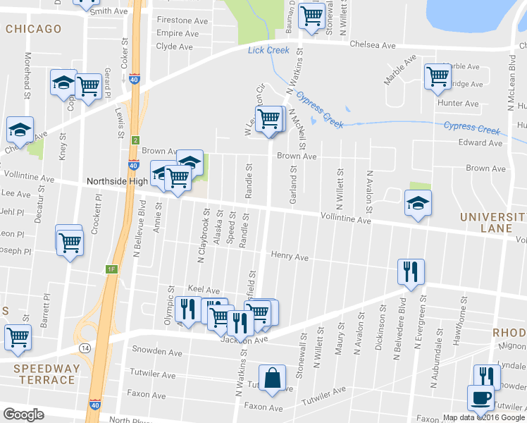 map of restaurants, bars, coffee shops, grocery stores, and more near 933 N Watkins St in Memphis