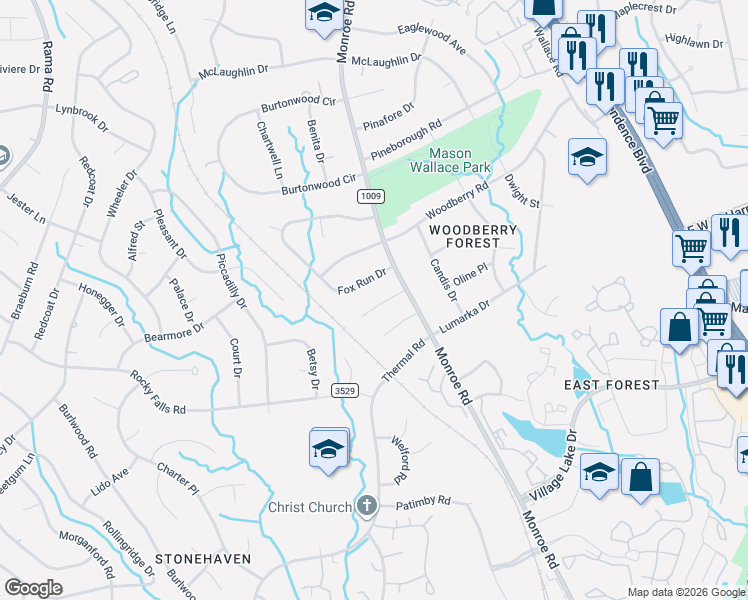 map of restaurants, bars, coffee shops, grocery stores, and more near 1421 Painter Place in Charlotte