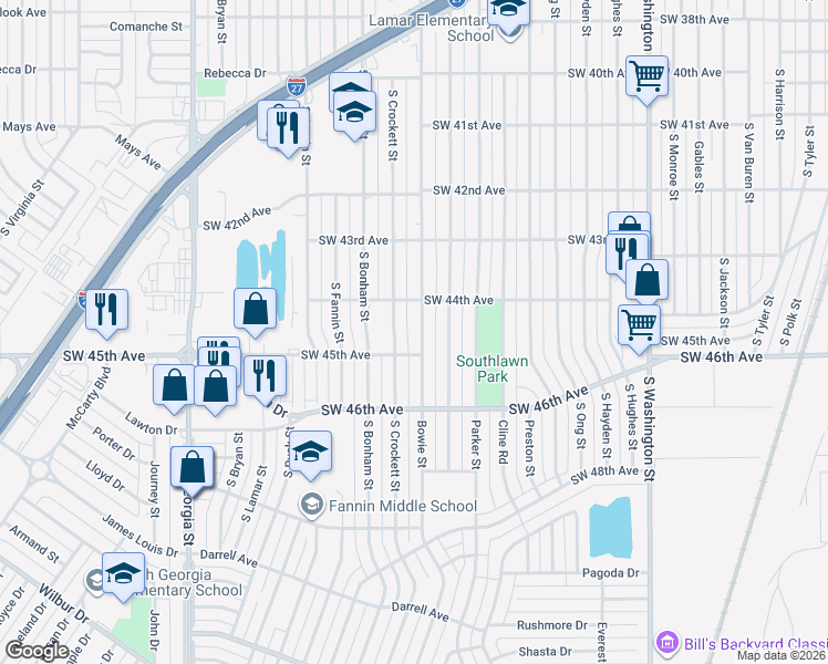 map of restaurants, bars, coffee shops, grocery stores, and more near 4410 Bowie St in Amarillo
