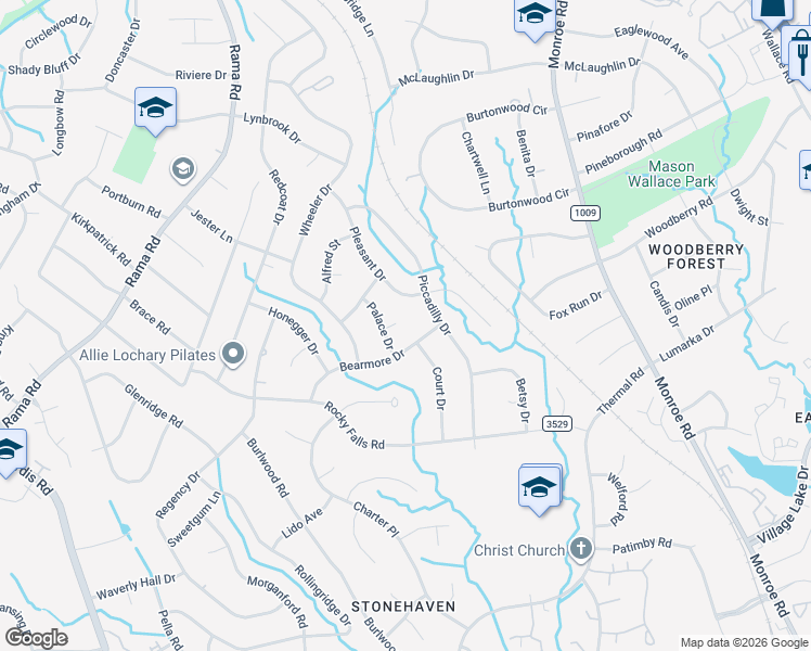 map of restaurants, bars, coffee shops, grocery stores, and more near 1316 Candle Court in Charlotte