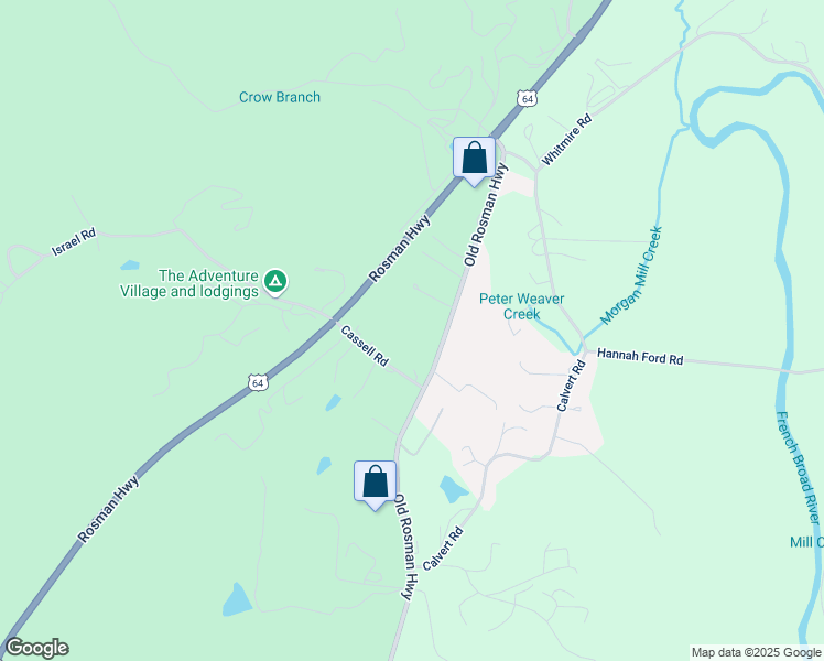 map of restaurants, bars, coffee shops, grocery stores, and more near 466 Old Rosman Highway in Brevard