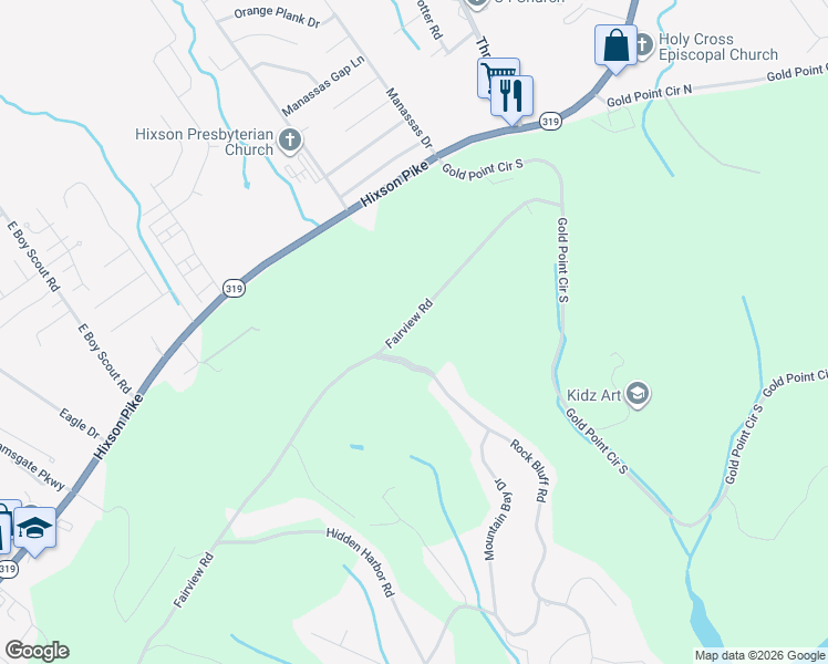 map of restaurants, bars, coffee shops, grocery stores, and more near 6574 Fairview Road in Hamilton County