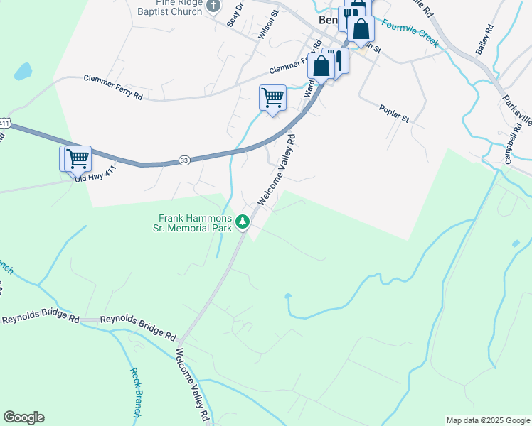 map of restaurants, bars, coffee shops, grocery stores, and more near 1874 Welcome Valley Rd in Benton