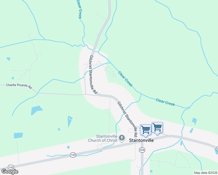 map of restaurants, bars, coffee shops, grocery stores, and more near 3954 Gilchrist Stantonville Road in Stantonville