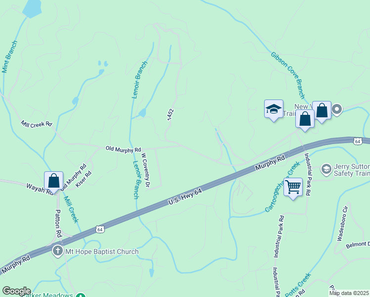 map of restaurants, bars, coffee shops, grocery stores, and more near Old Murphy Road in Franklin