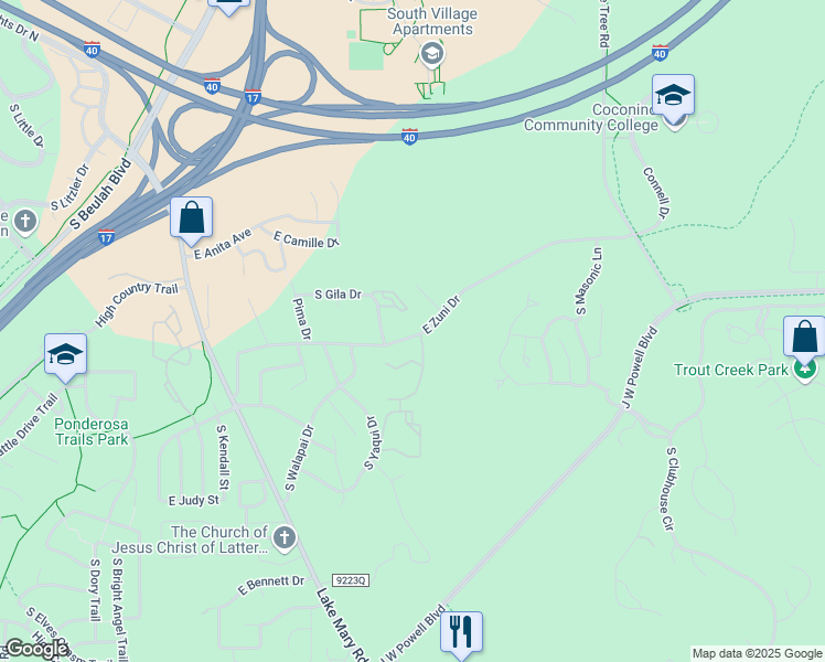 map of restaurants, bars, coffee shops, grocery stores, and more near in Flagstaff