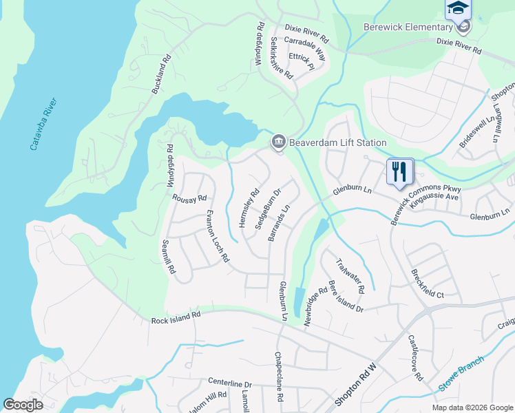 map of restaurants, bars, coffee shops, grocery stores, and more near 9002 Gailes Drive in Charlotte