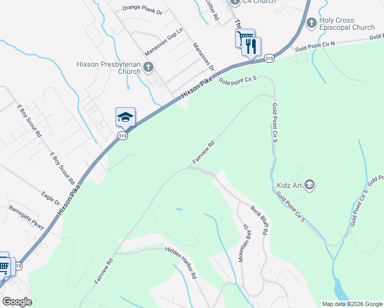 map of restaurants, bars, coffee shops, grocery stores, and more near 6583 Fairview Road in Hamilton County