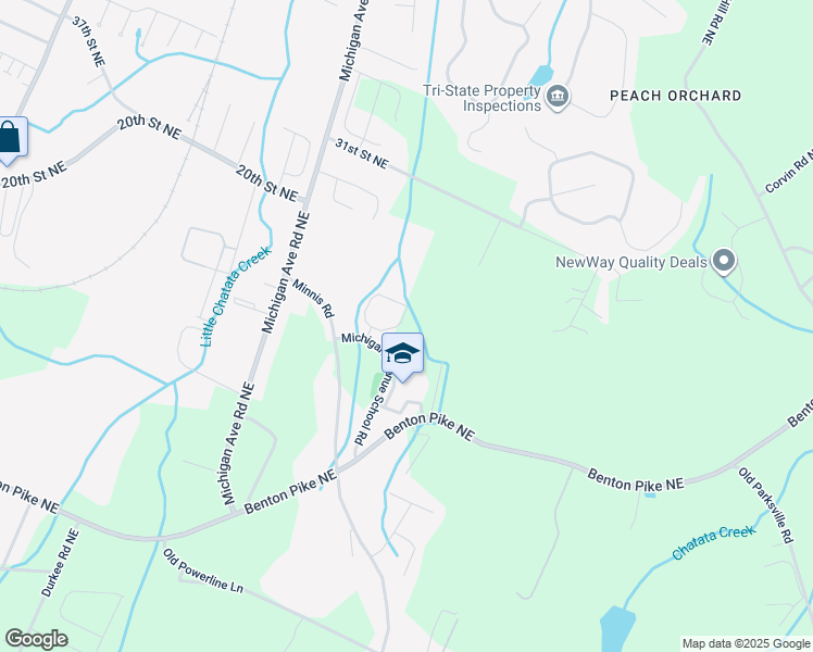 map of restaurants, bars, coffee shops, grocery stores, and more near 3050 Pin Oaks Circle Northeast in Cleveland