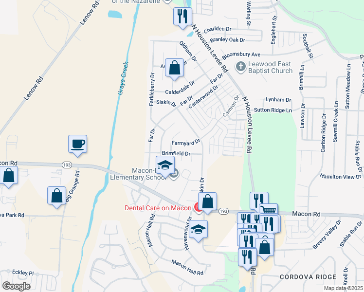 map of restaurants, bars, coffee shops, grocery stores, and more near 9846 Brimfield Drive in Shelby County