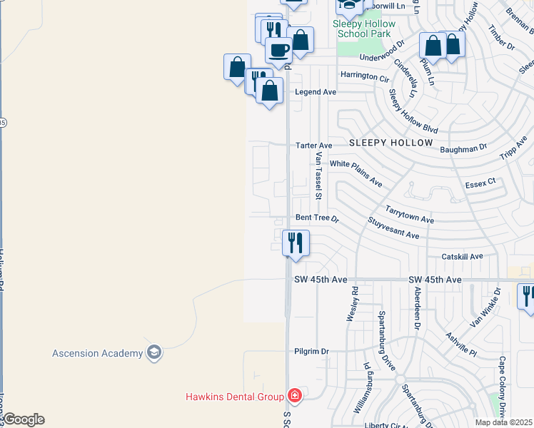 map of restaurants, bars, coffee shops, grocery stores, and more near Bent Tree Drive in Amarillo