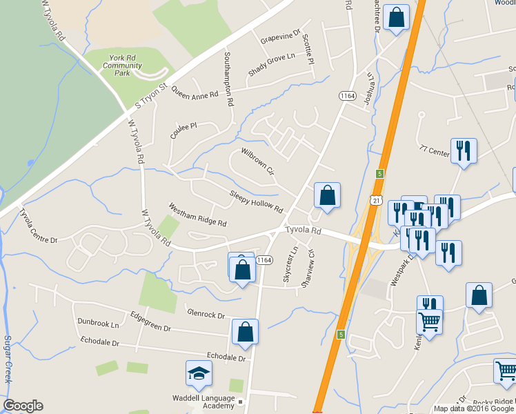 map of restaurants, bars, coffee shops, grocery stores, and more near 143 Sleepy Hollow Road in Charlotte