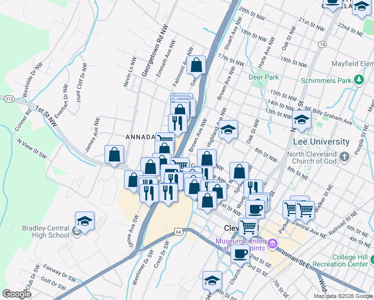 map of restaurants, bars, coffee shops, grocery stores, and more near 110 Keith Street Northwest in Cleveland