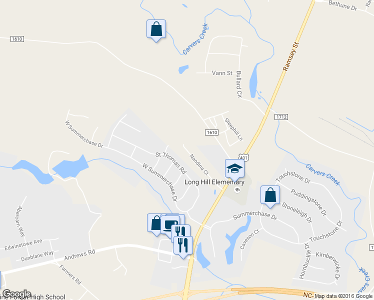 map of restaurants, bars, coffee shops, grocery stores, and more near 231 Nandina Court in Fayetteville
