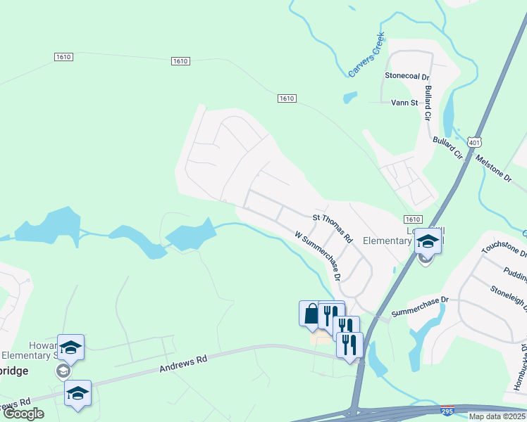 map of restaurants, bars, coffee shops, grocery stores, and more near 420 West Summerchase Drive in Fayetteville